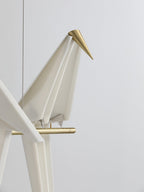Paper Crane LED Chandelier, Acrylic Birds, Gold Frame, 3000K