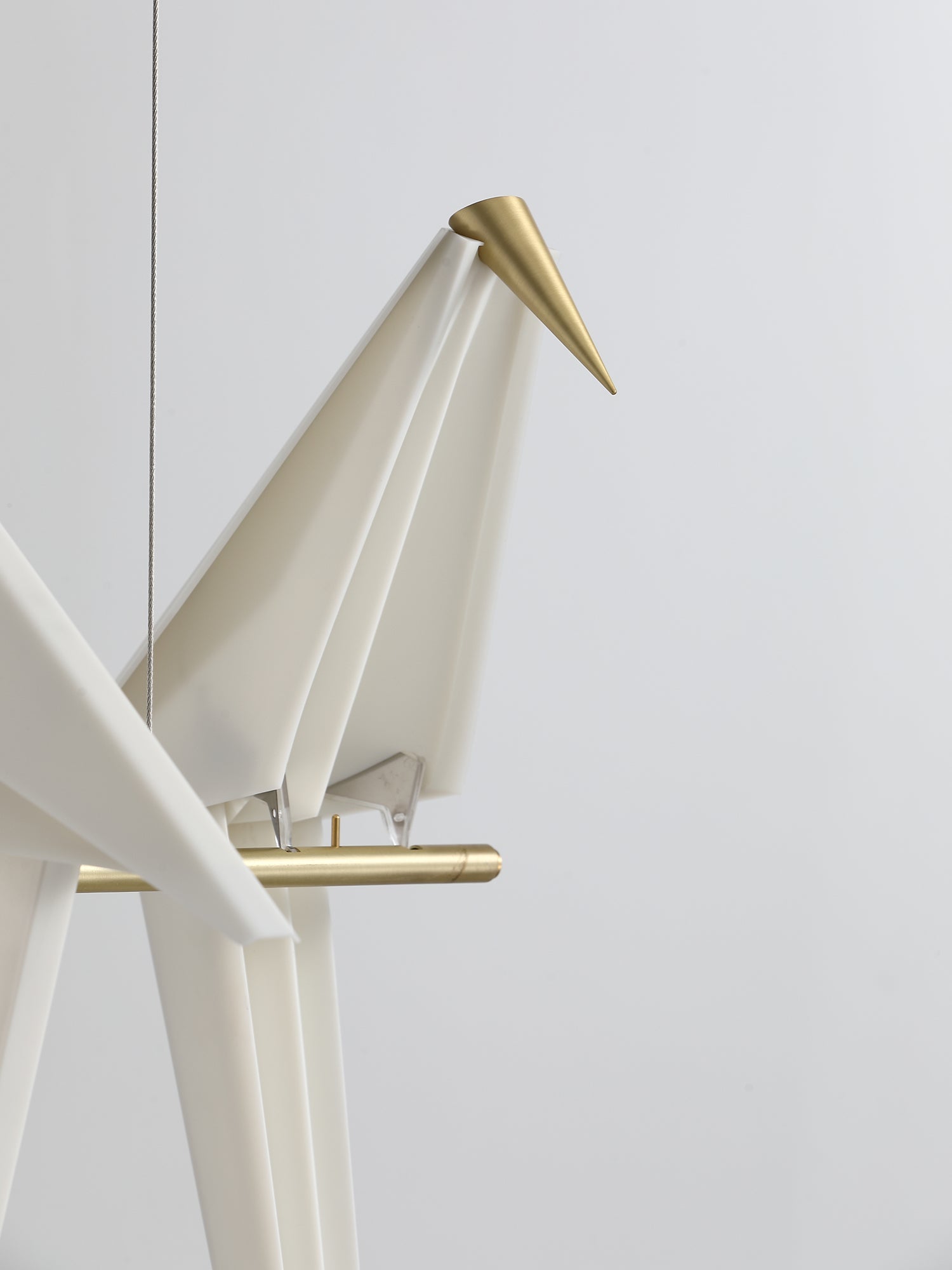 Paper Crane LED Chandelier, Acrylic Birds, Gold Frame, 3000K