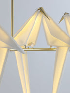 Paper Crane LED Chandelier, Acrylic Birds, Gold Frame, 3000K