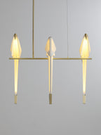 Paper Crane LED Chandelier, Acrylic Birds, Gold Frame, 3000K