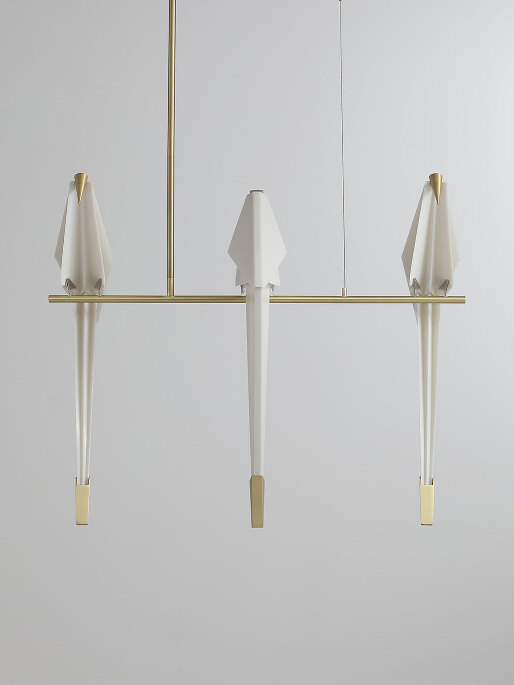 Paper Crane LED Chandelier, Acrylic Birds, Gold Frame, 3000K