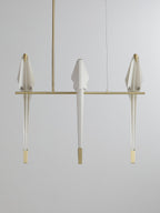 Paper Crane LED Chandelier, Acrylic Birds, Gold Frame, 3000K