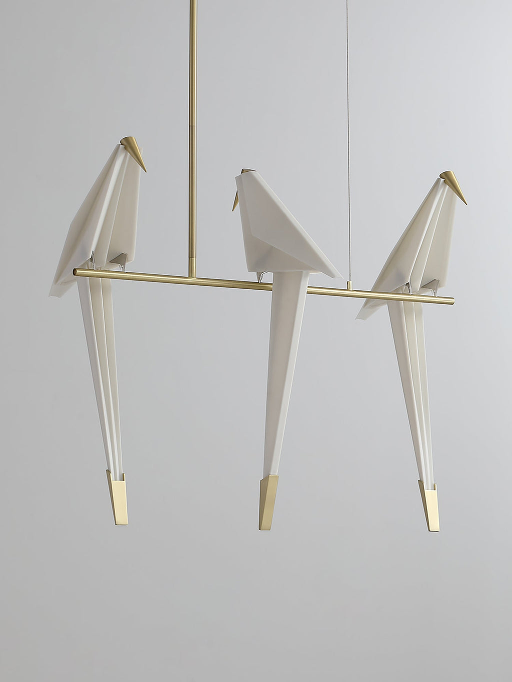 Paper Crane LED Chandelier, Acrylic Birds, Gold Frame, 3000K
