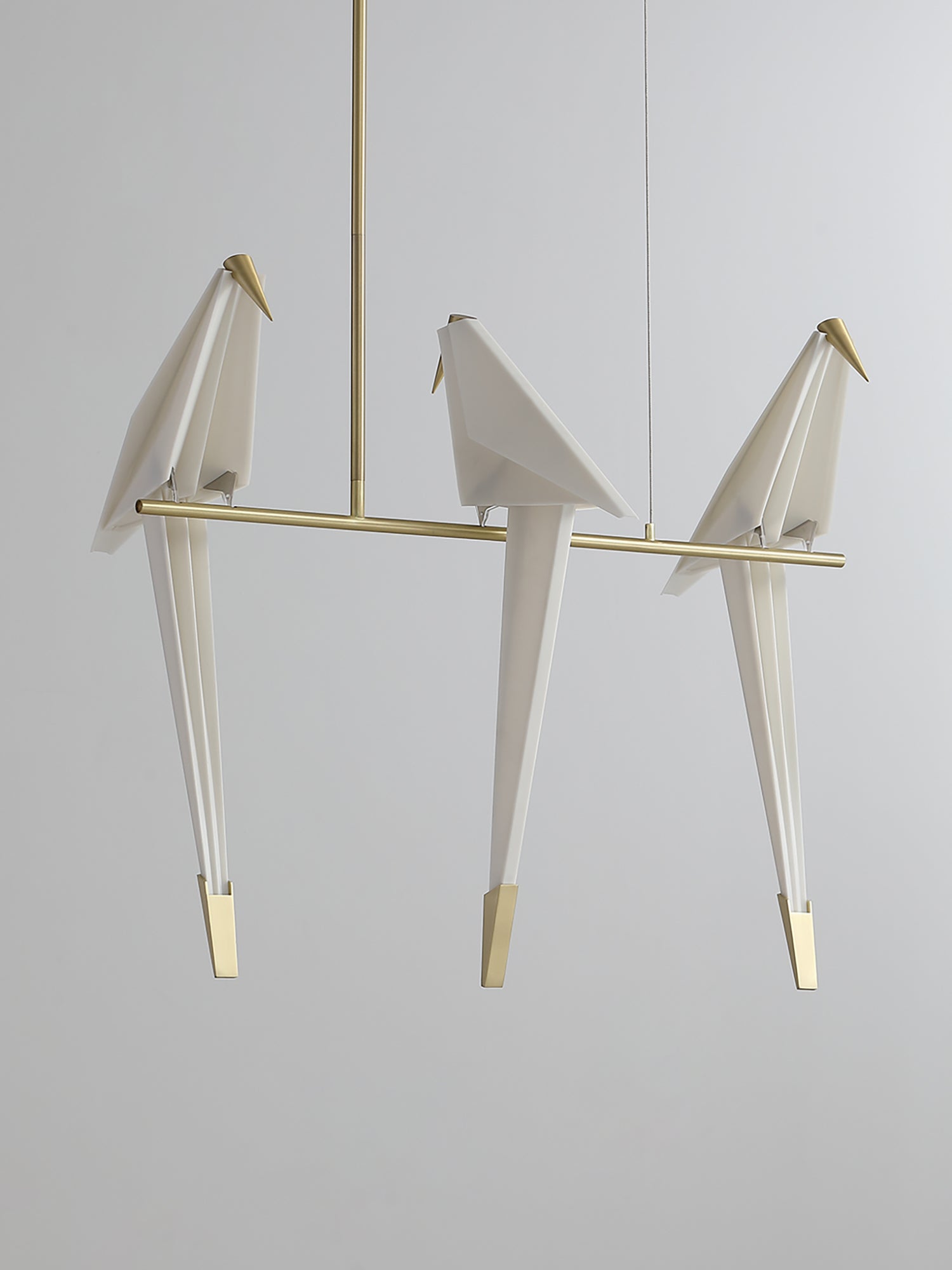 Paper Crane LED Chandelier, Acrylic Birds, Gold Frame, 3000K