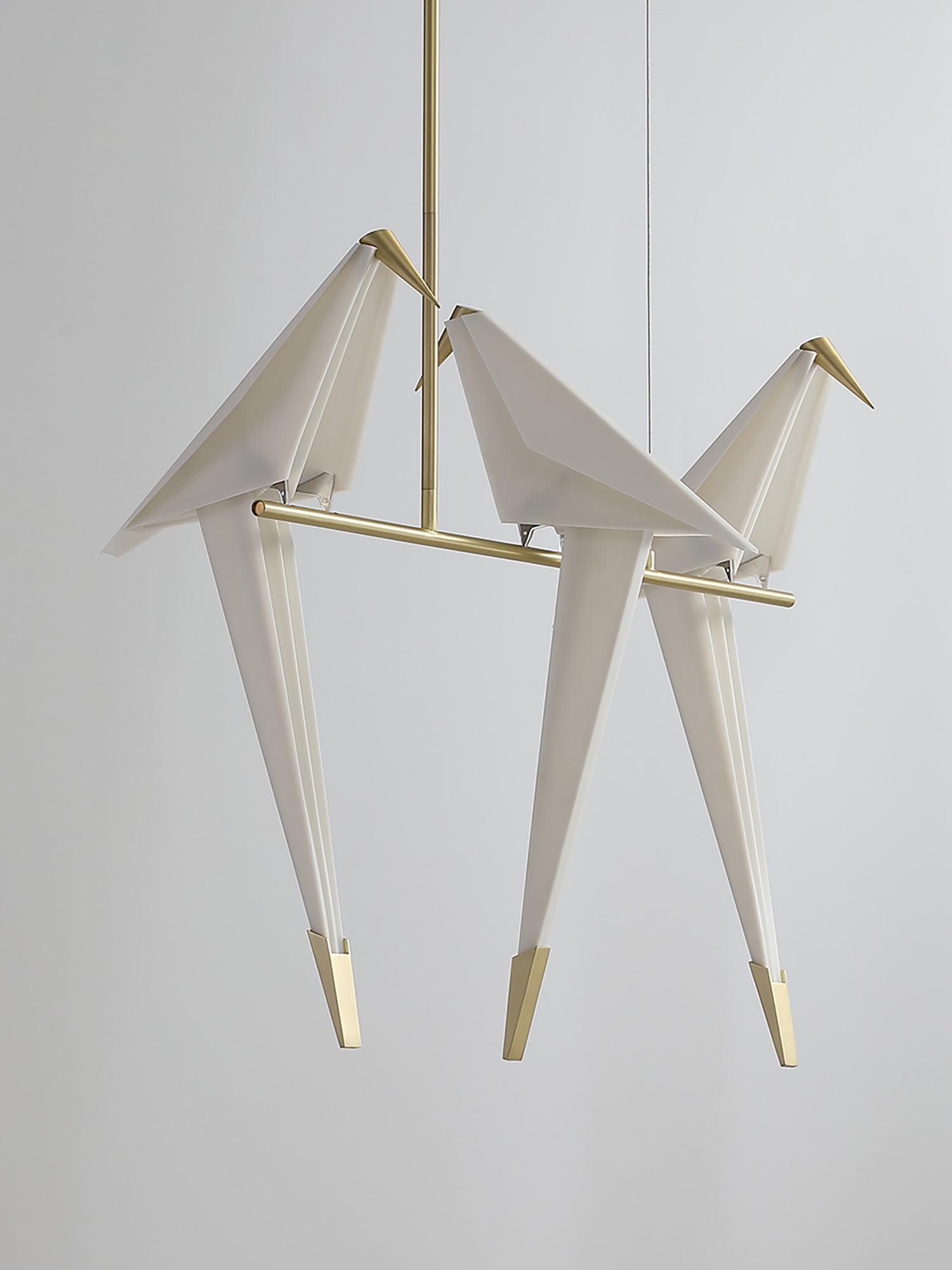 Paper Crane LED Chandelier, Acrylic Birds, Gold Frame, 3000K