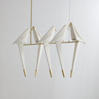 Paper Crane LED Chandelier, Acrylic Birds, Gold Frame, 3000K