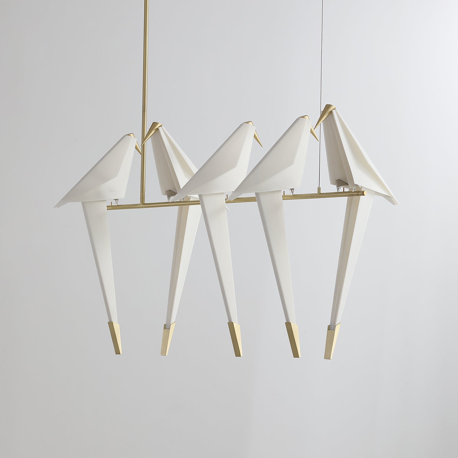 Paper Crane LED Chandelier, Acrylic Birds, Gold Frame, 3000K