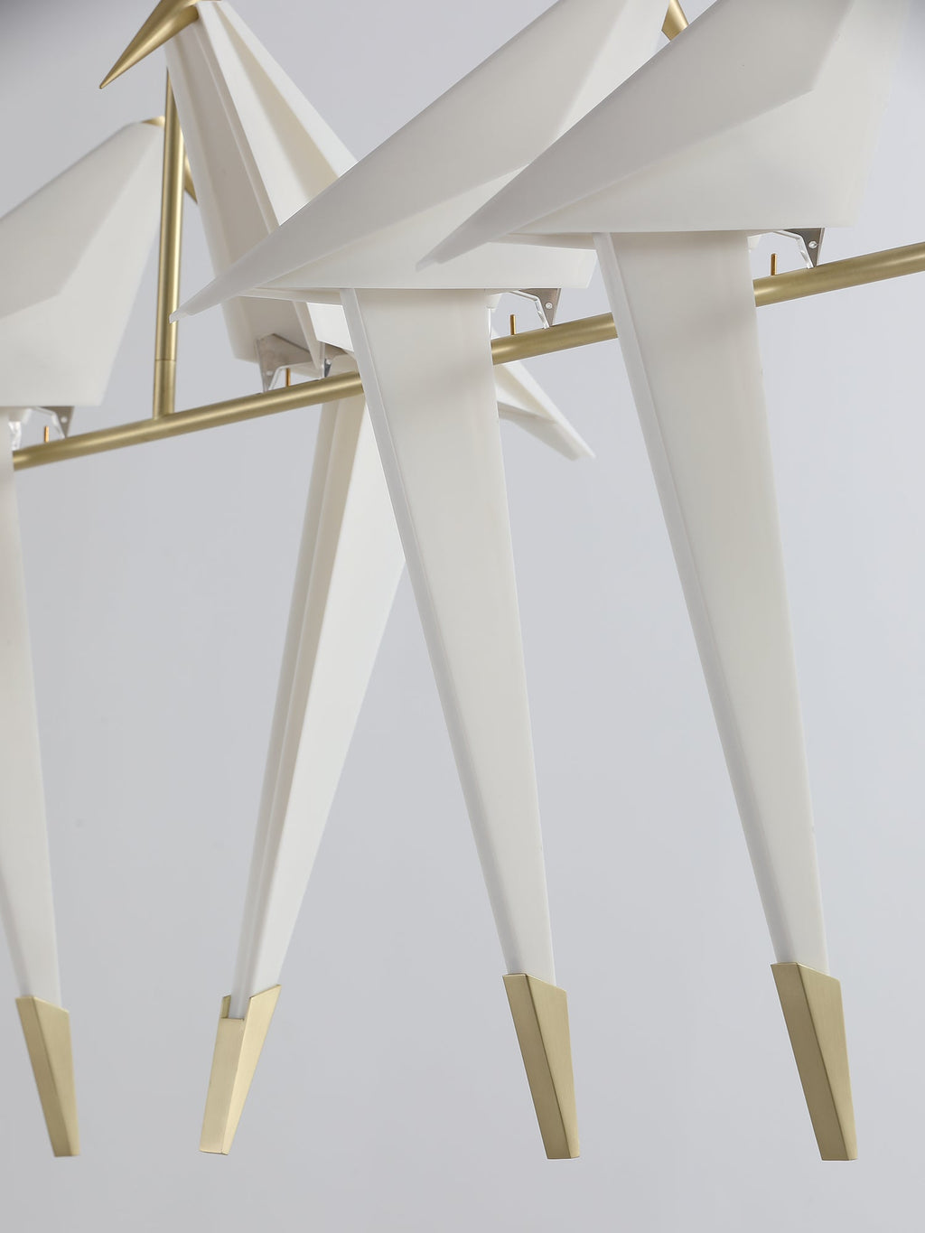 Paper Crane LED Chandelier, Acrylic Birds, Gold Frame, 3000K