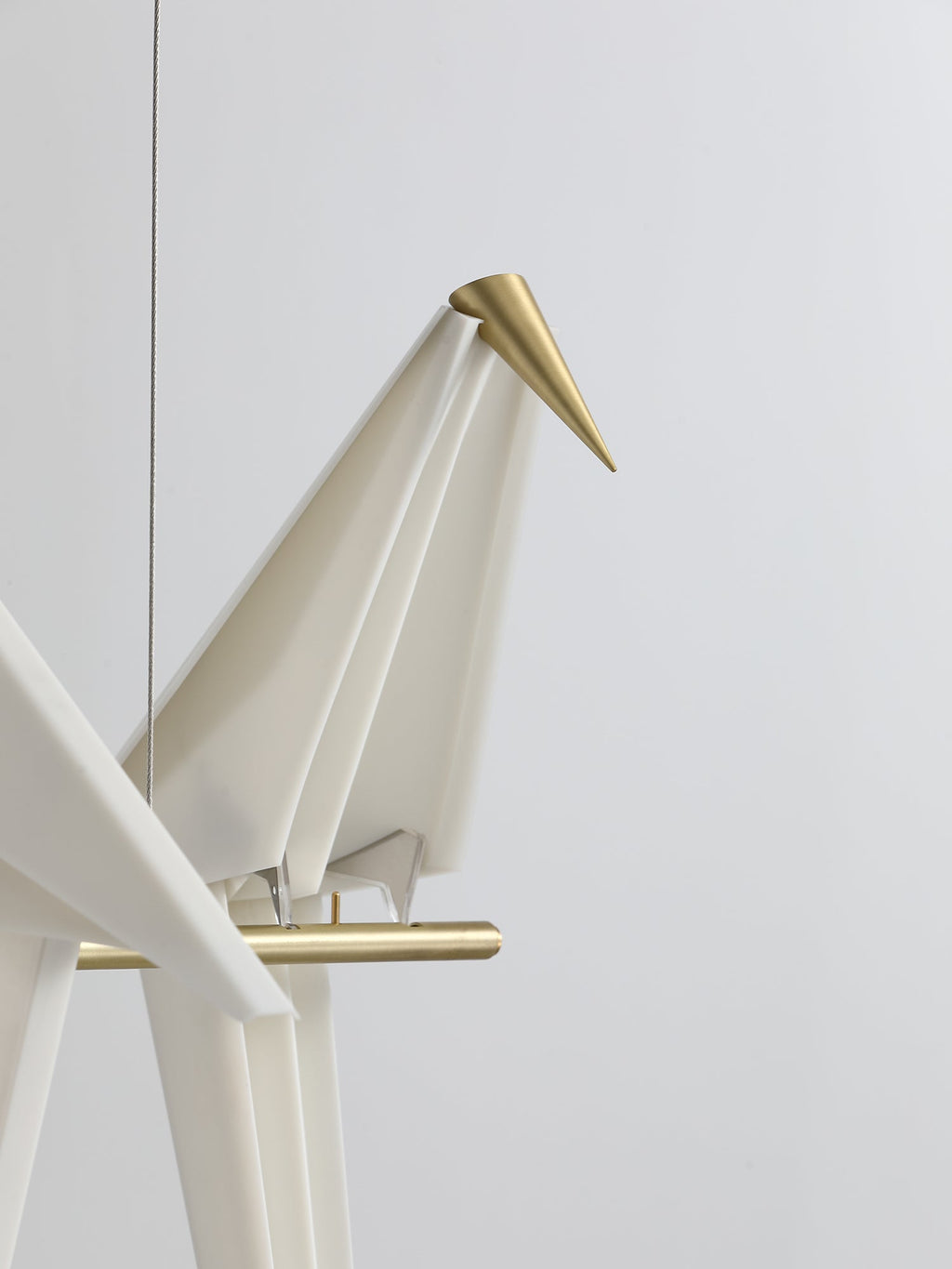 Paper Crane LED Chandelier, Acrylic Birds, Gold Frame, 3000K