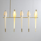 Paper Crane LED Chandelier, Acrylic Birds, Gold Frame, 3000K