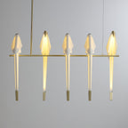 Paper Crane LED Chandelier, Acrylic Birds, Gold Frame, 3000K