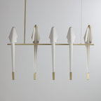 Paper Crane LED Chandelier, Acrylic Birds, Gold Frame, 3000K