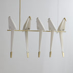 Paper Crane LED Chandelier, Acrylic Birds, Gold Frame, 3000K