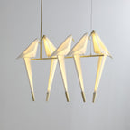 Paper Crane LED Chandelier, Acrylic Birds, Gold Frame, 3000K