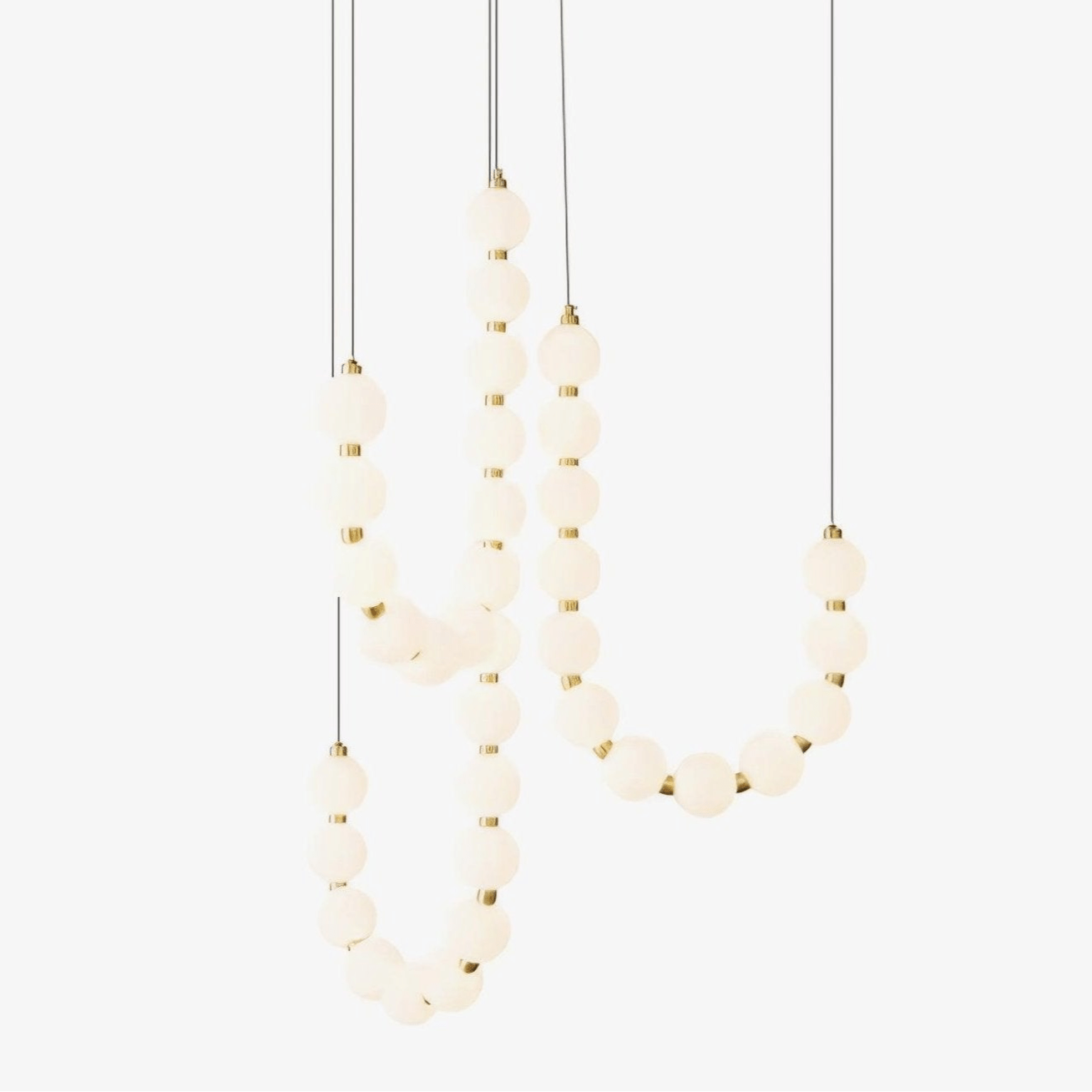 Acrylic pearl chandelier styled above an elegant table setting