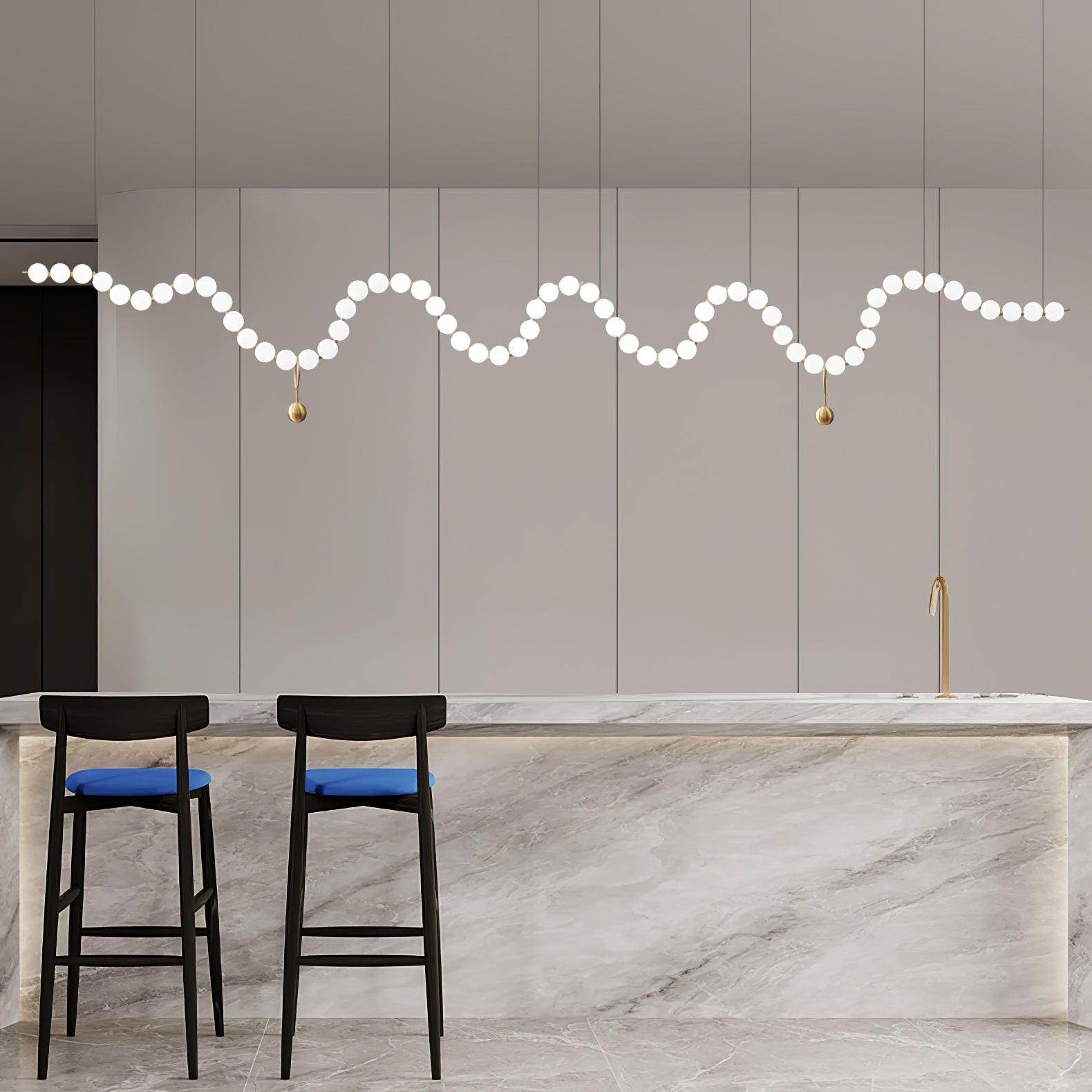 Lysekrone, akryl perle kugler, messing eller krom, integreret LED