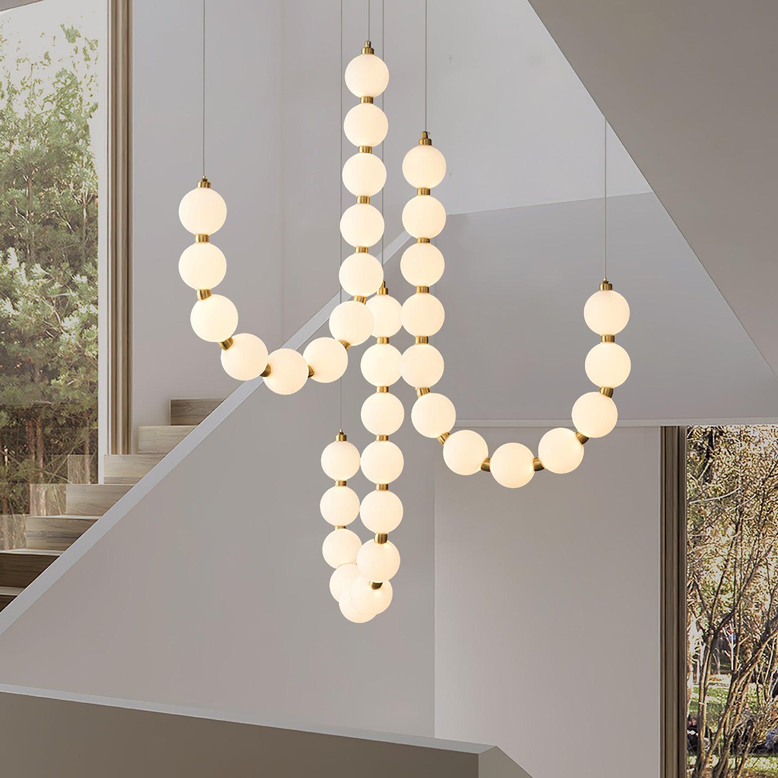 Lysekrone, akryl perle kugler, messing eller krom, integreret LED
