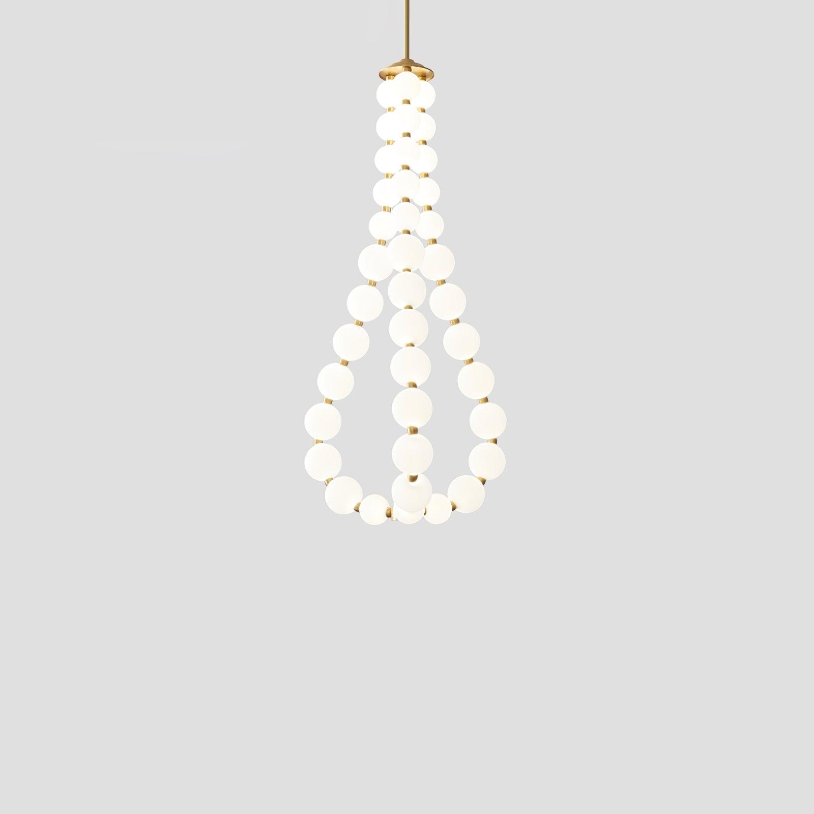 Acrylic pearl chandelier suspended above a modern interior