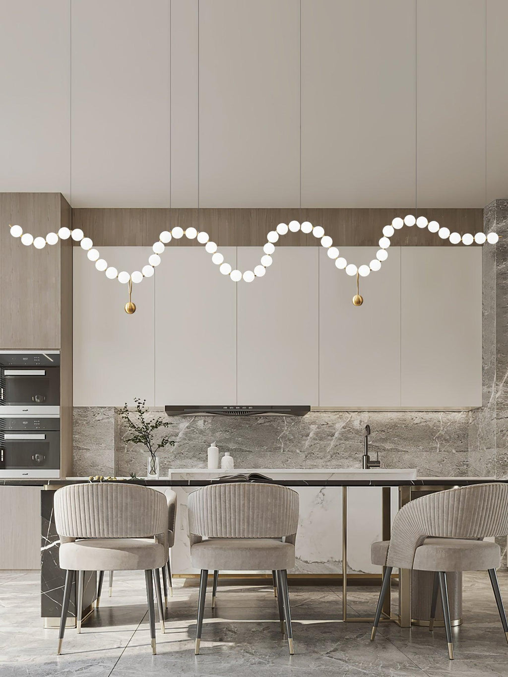 Lysekrone, akryl perle kugler, messing eller krom, integreret LED