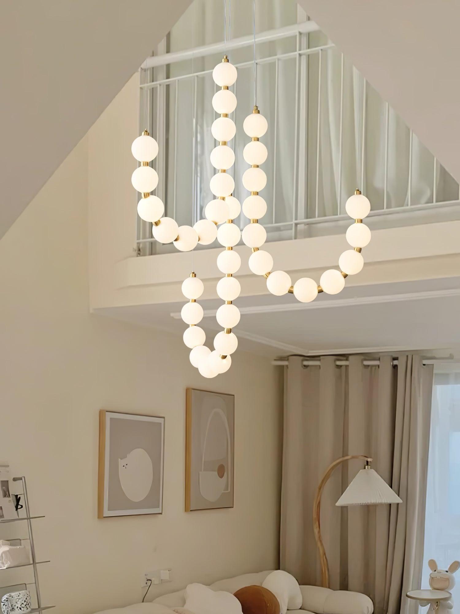 Lysekrone, akryl perle kugler, messing eller krom, integreret LED
