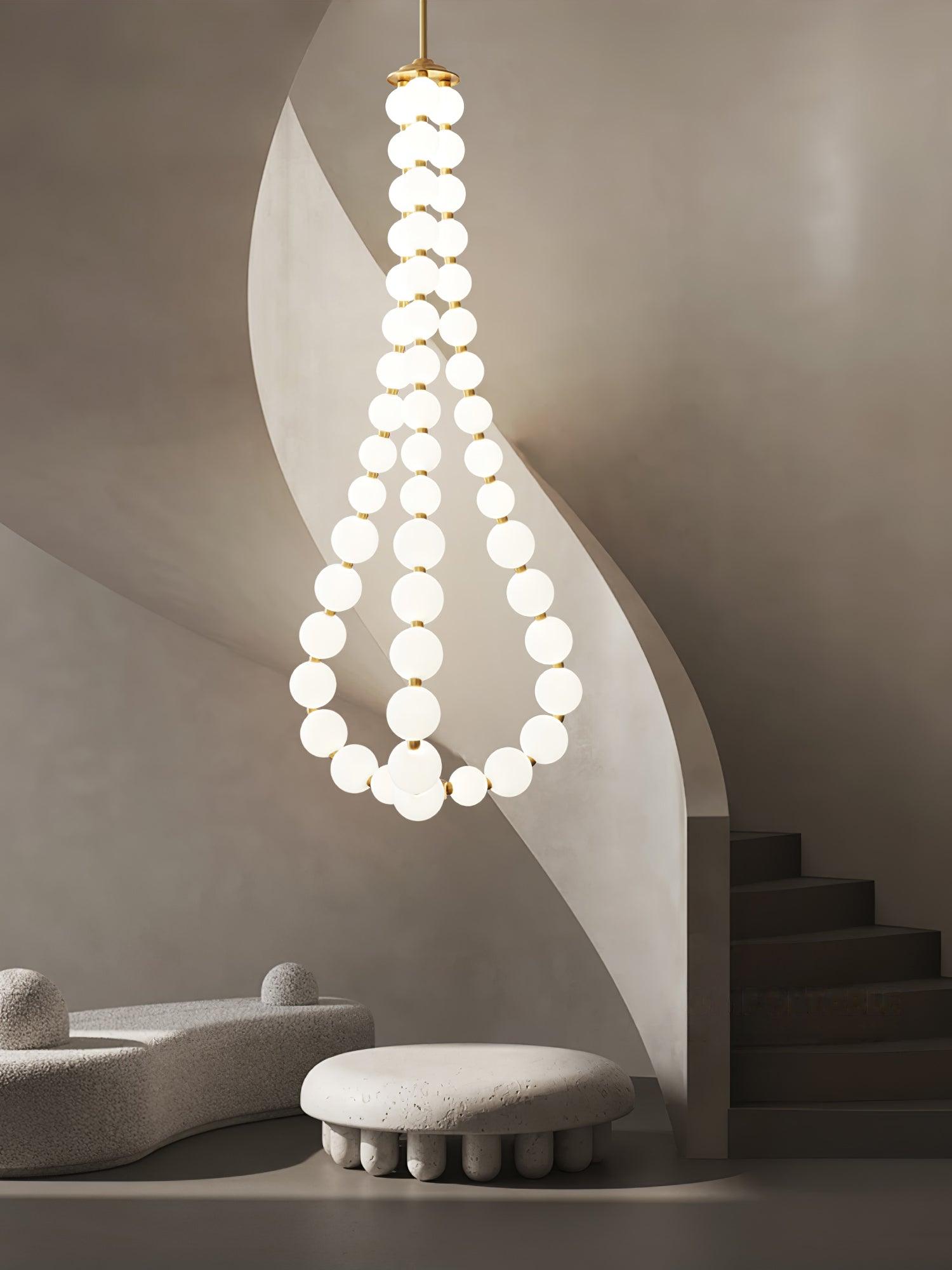 Lysekrone, akryl perle kugler, messing eller krom, integreret LED
