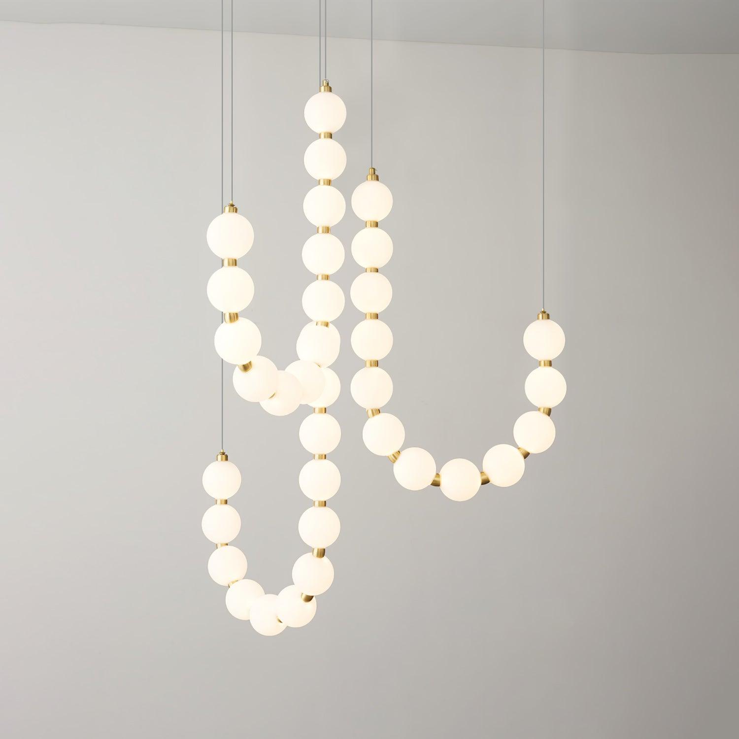 Lysekrone, akryl perle kugler, messing eller krom, integreret LED