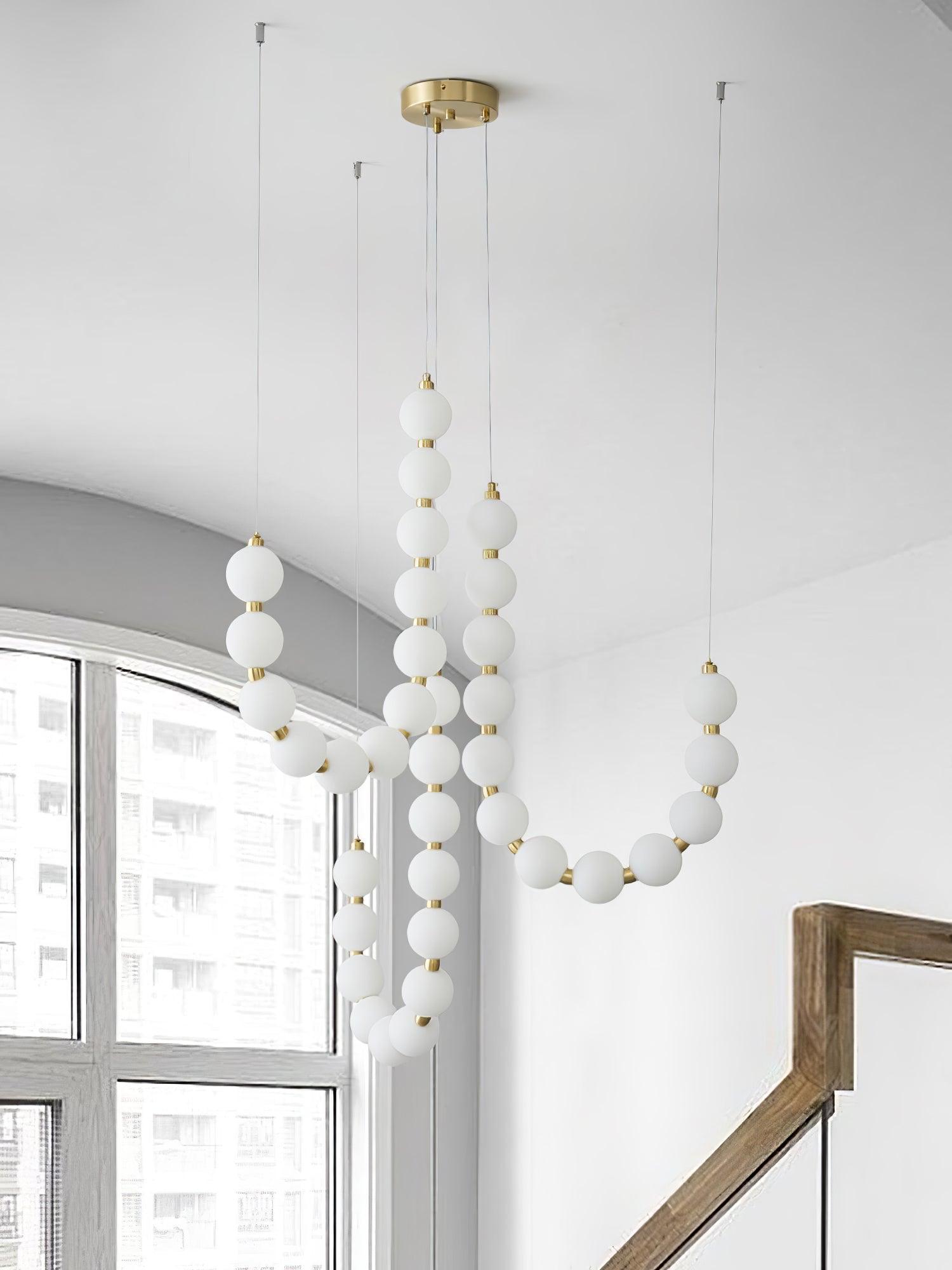 Lysekrone, akryl perle kugler, messing eller krom, integreret LED