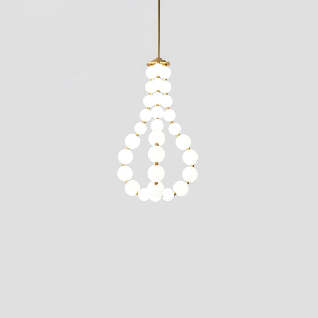 Acrylic pearl chandelier styled as a glowing centrepiece