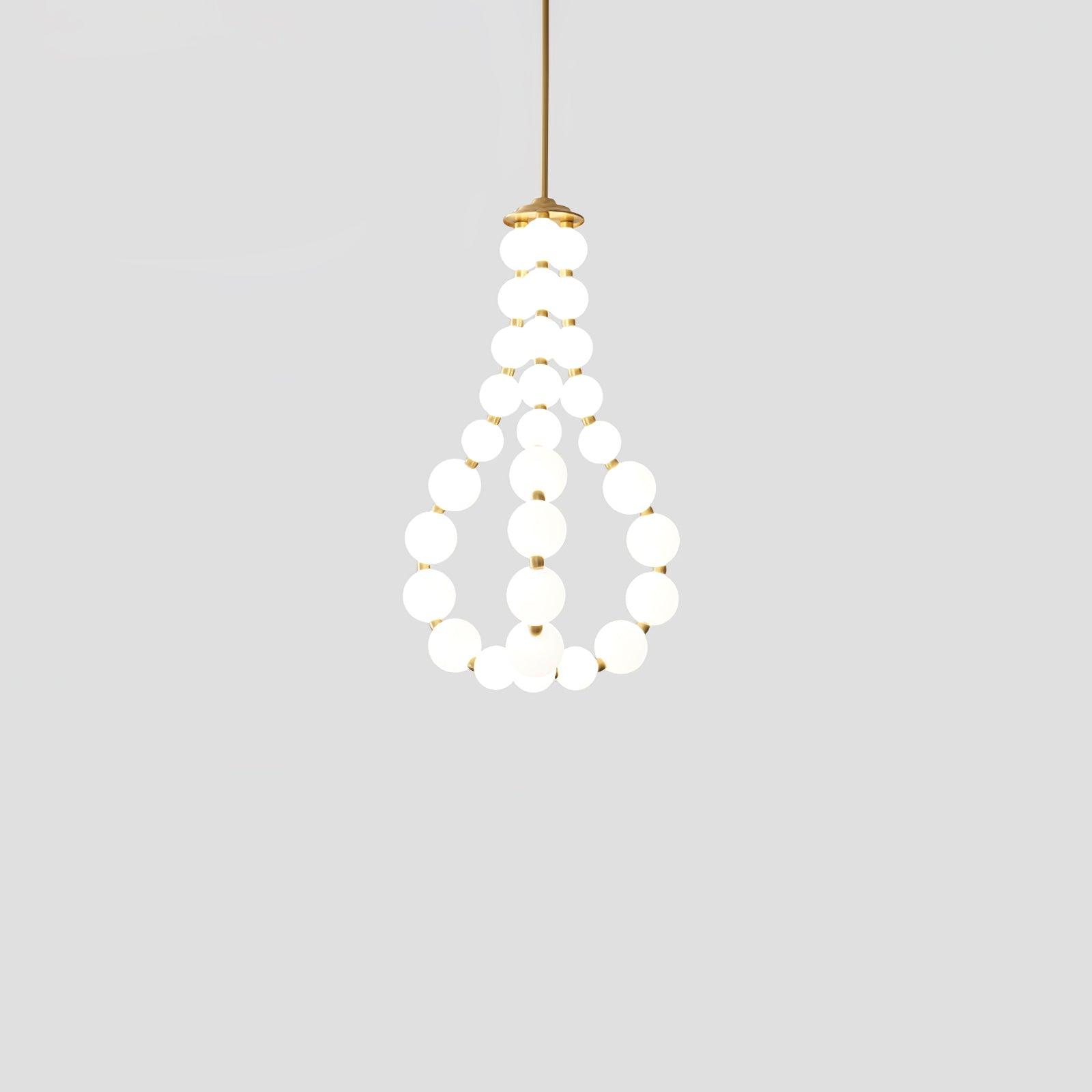 Acrylic pearl chandelier styled as a glowing centrepiece