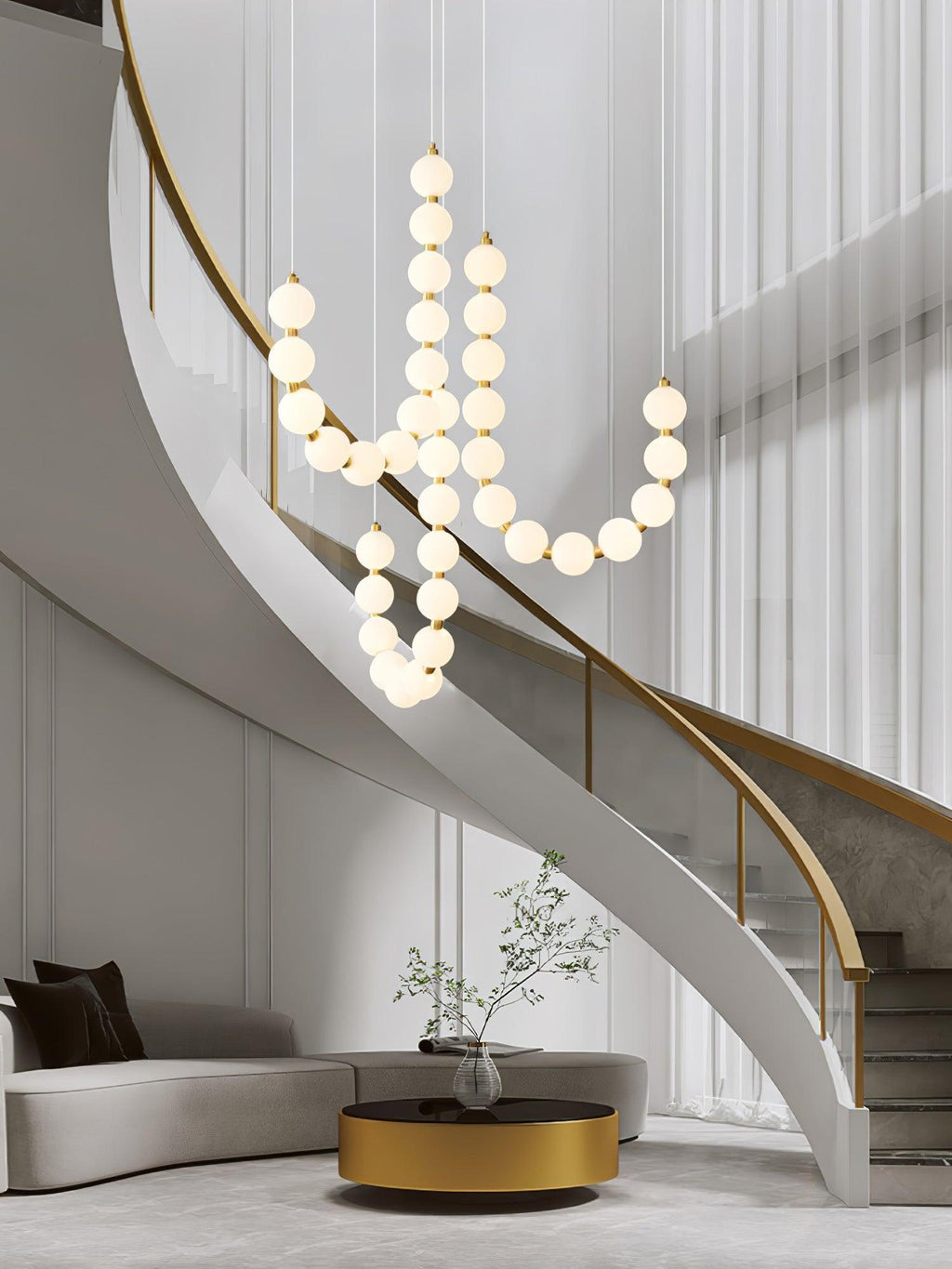 Lysekrone, akryl perle kugler, messing eller krom, integreret LED