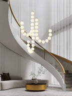 Lysekrone, akryl perle kugler, messing eller krom, integreret LED