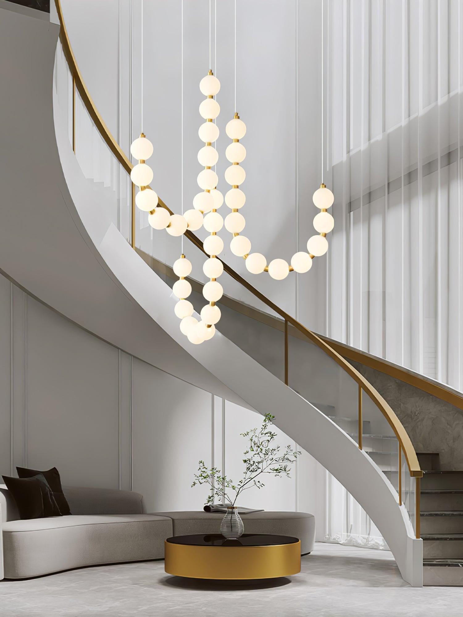 Lysekrone, akryl perle kugler, messing eller krom, integreret LED