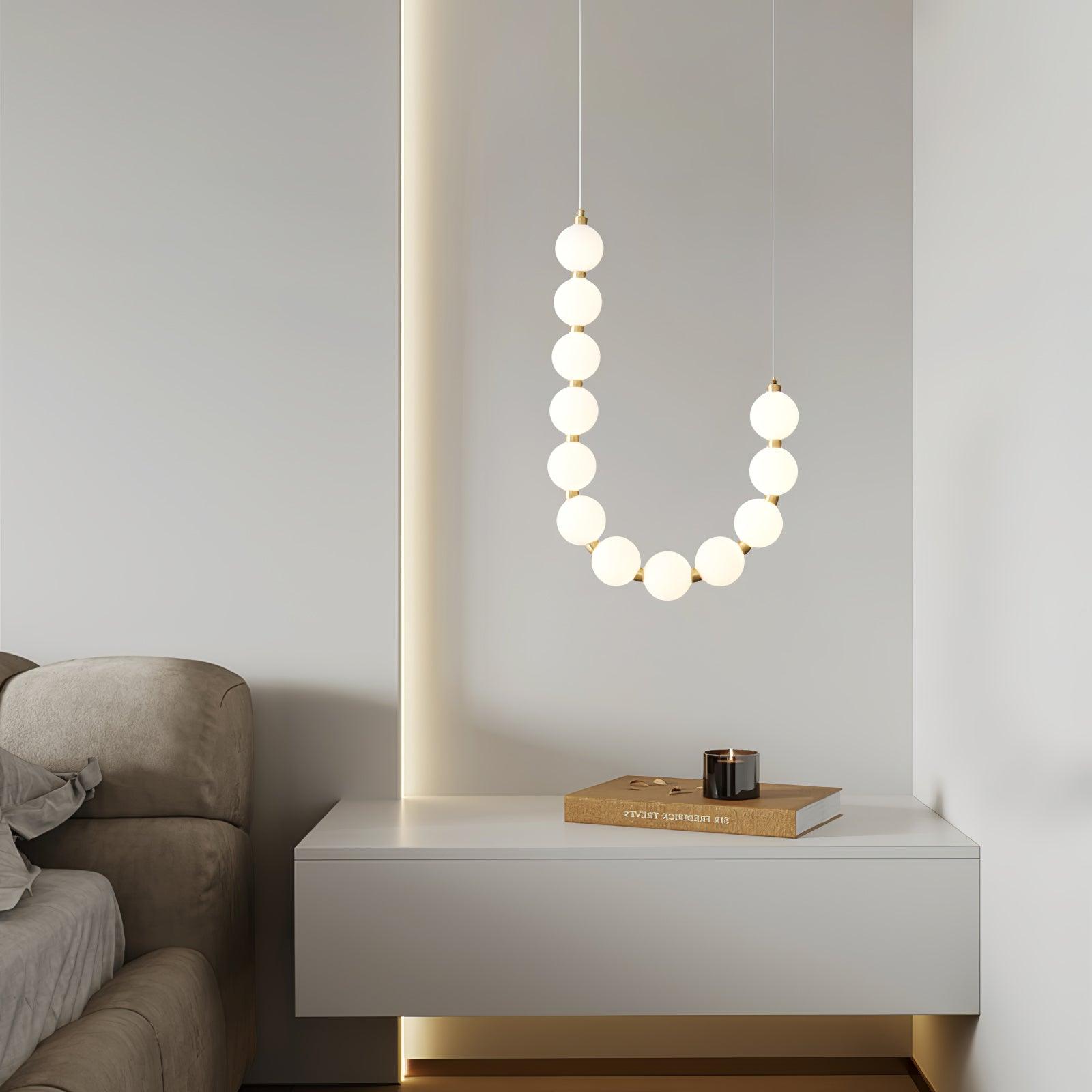 Lysekrone, akryl perle kugler, messing eller krom, integreret LED