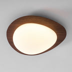 Loftlampe, Pebble valnøddetræsfiner, slank indbygget montering, integreret LED