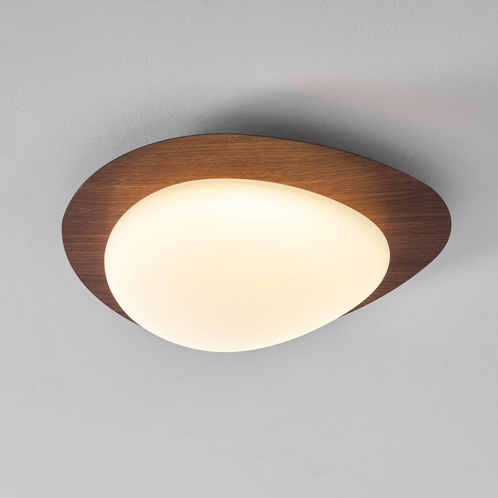Loftlampe, Pebble valnøddetræsfiner, slank indbygget montering, integreret LED