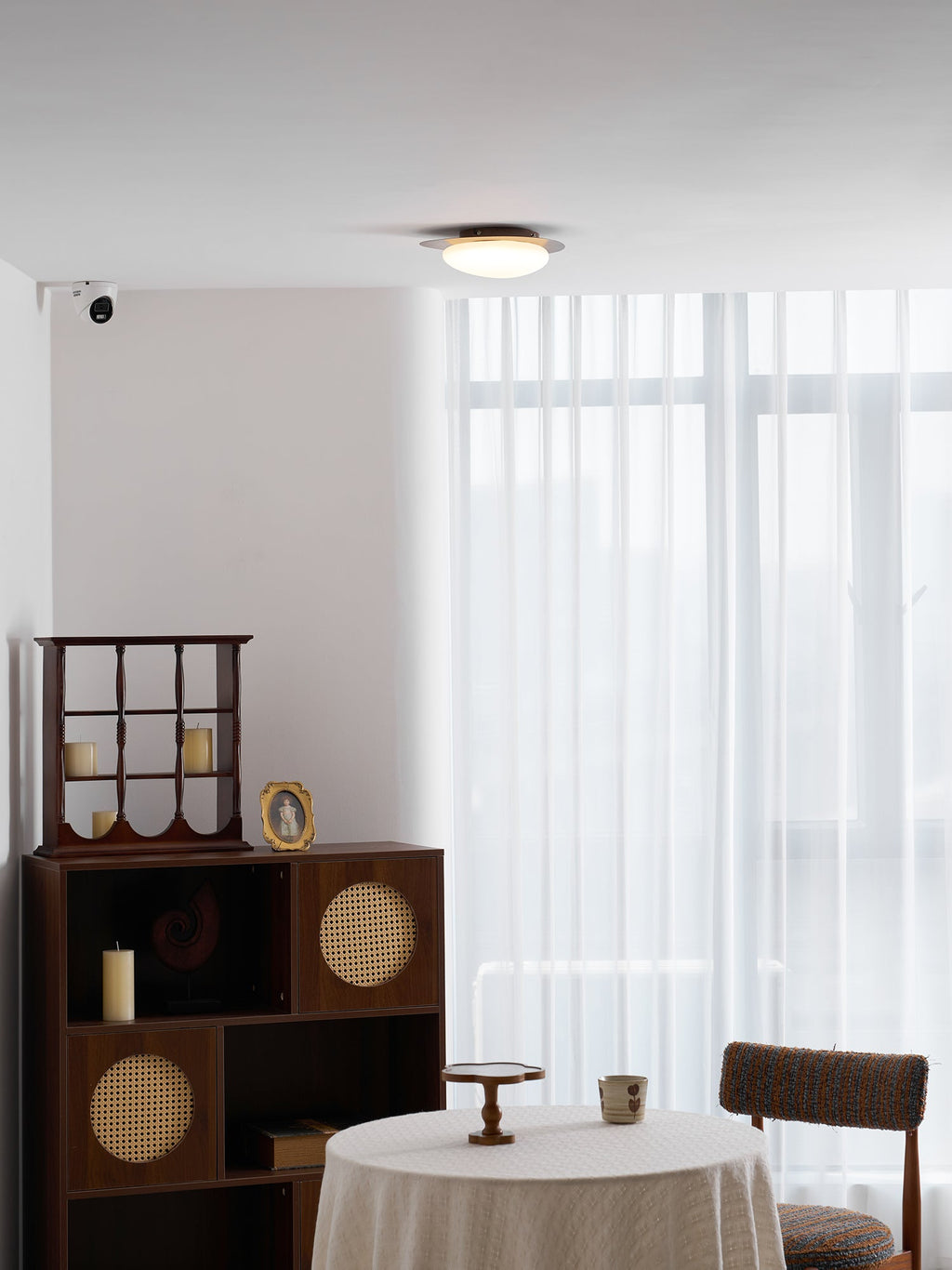 Loftlampe, Pebble valnøddetræsfiner, slank indbygget montering, integreret LED