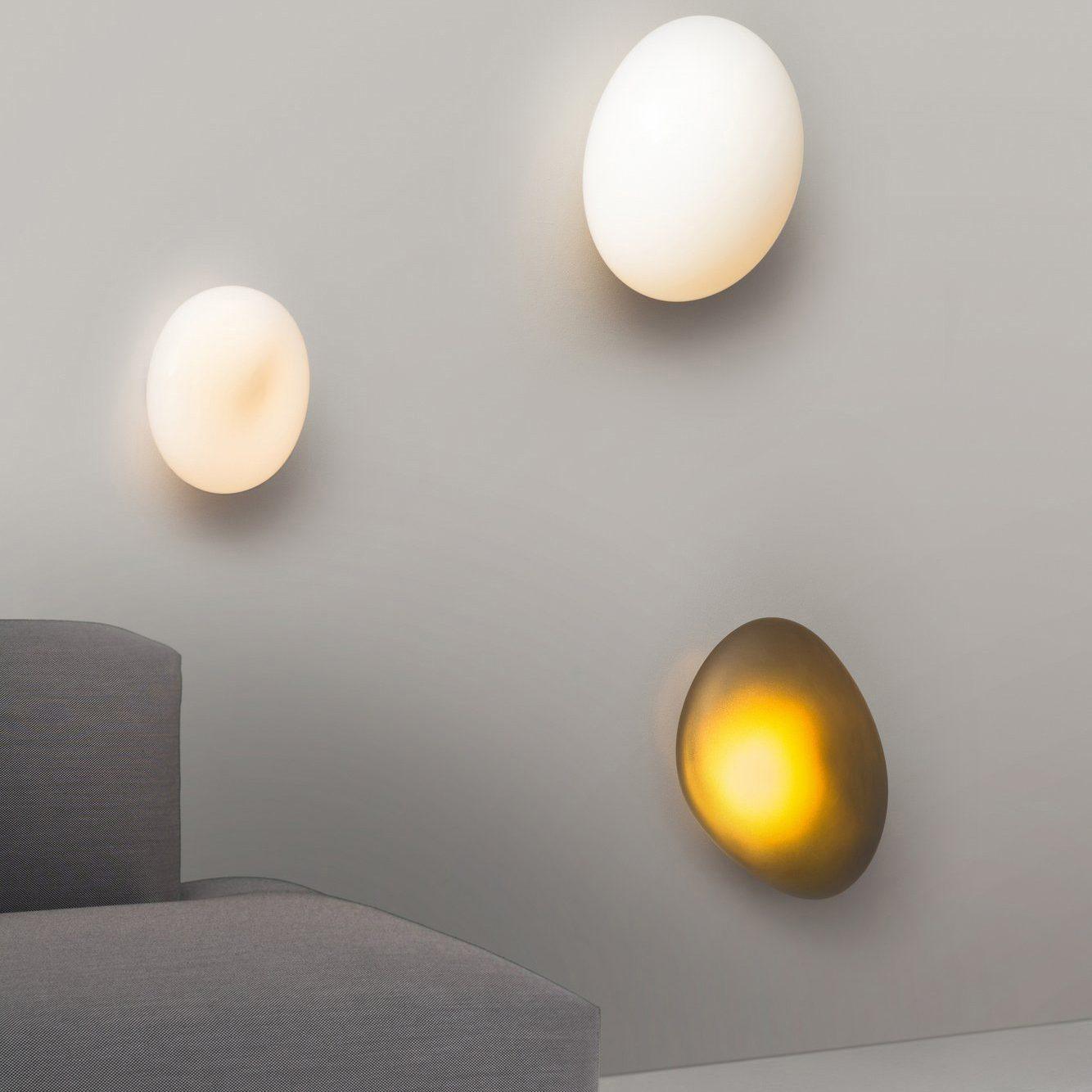 Wall Lamp, Pebble Hand-Blown Glass Shade, Integrated LED, Models A-D