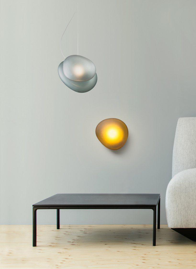 Wall Lamp, Pebble Hand-Blown Glass Shade, Integrated LED, Models A-D