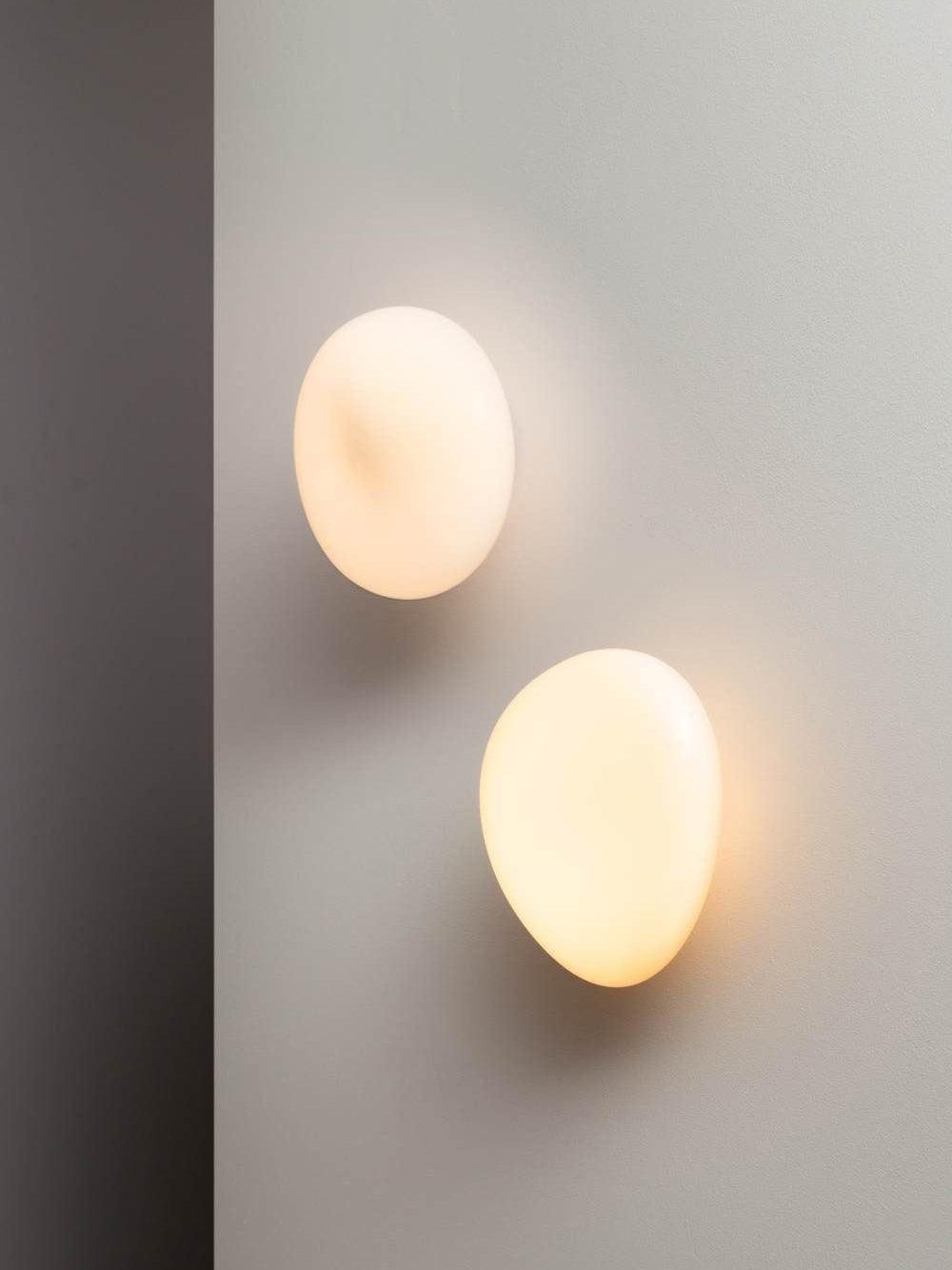 Wall Lamp, Pebble Hand-Blown Glass Shade, Integrated LED, Models A-D