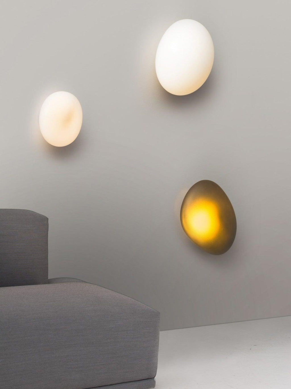 Wall Lamp, Pebble Hand-Blown Glass Shade, Integrated LED, Models A-D