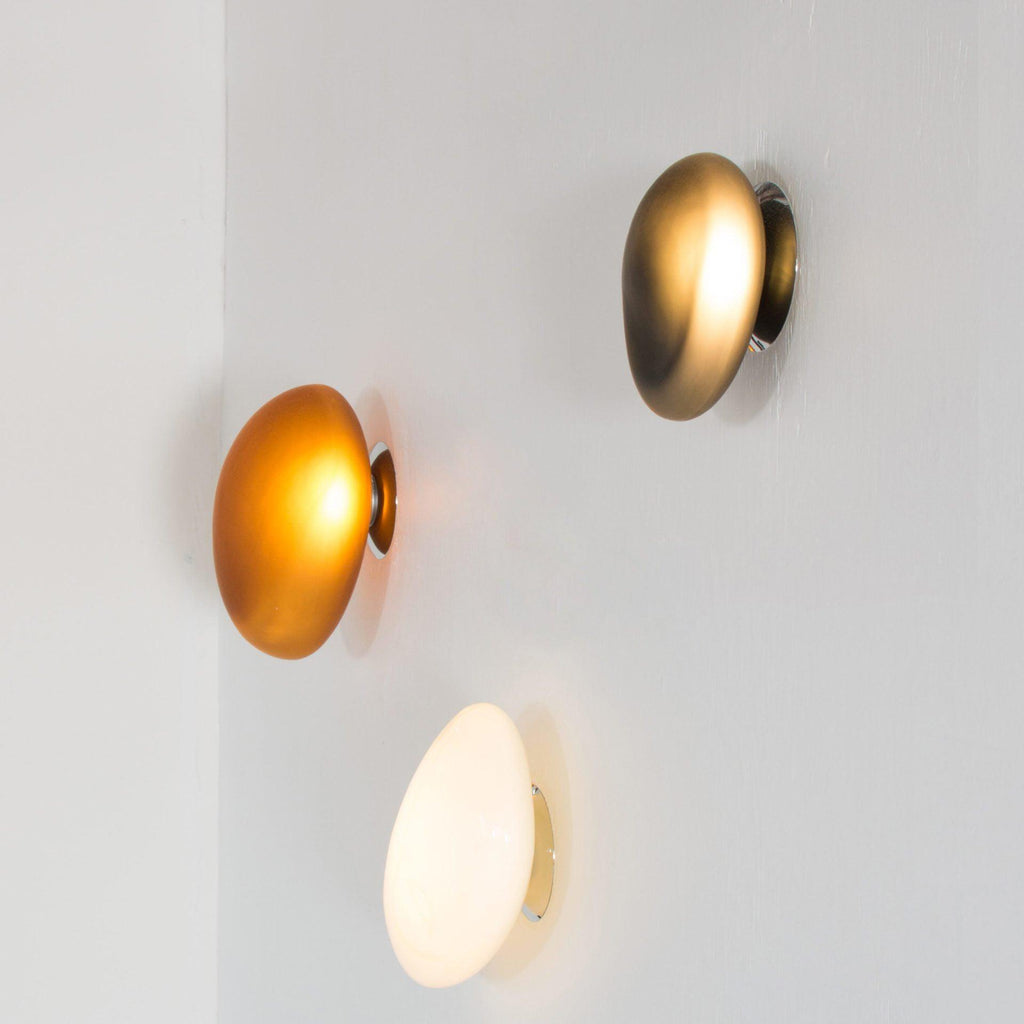 Wall Lamp, Pebble Hand-Blown Glass Shade, Integrated LED, Models A-D