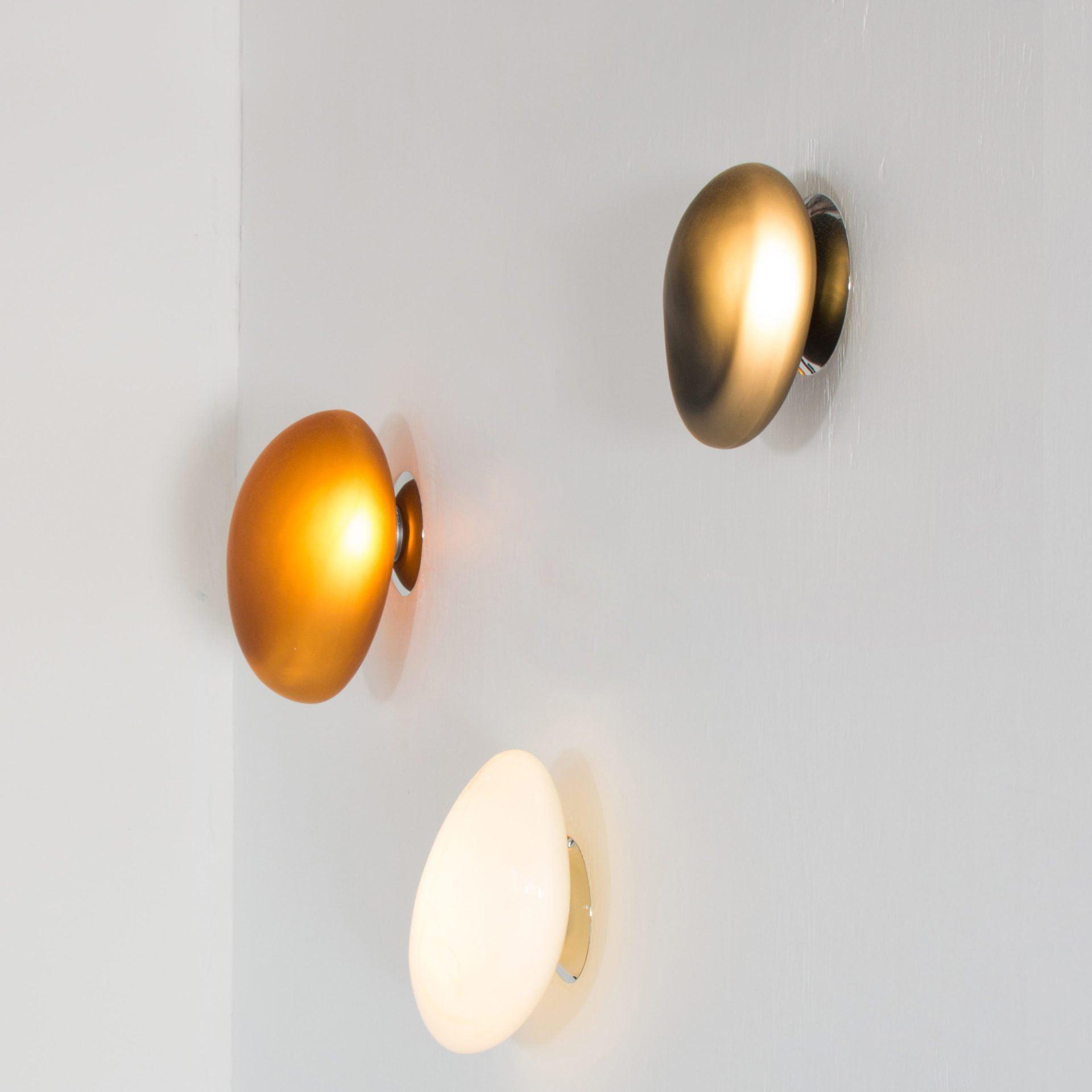 Wall Lamp, Pebble Hand-Blown Glass Shade, Integrated LED, Models A-D