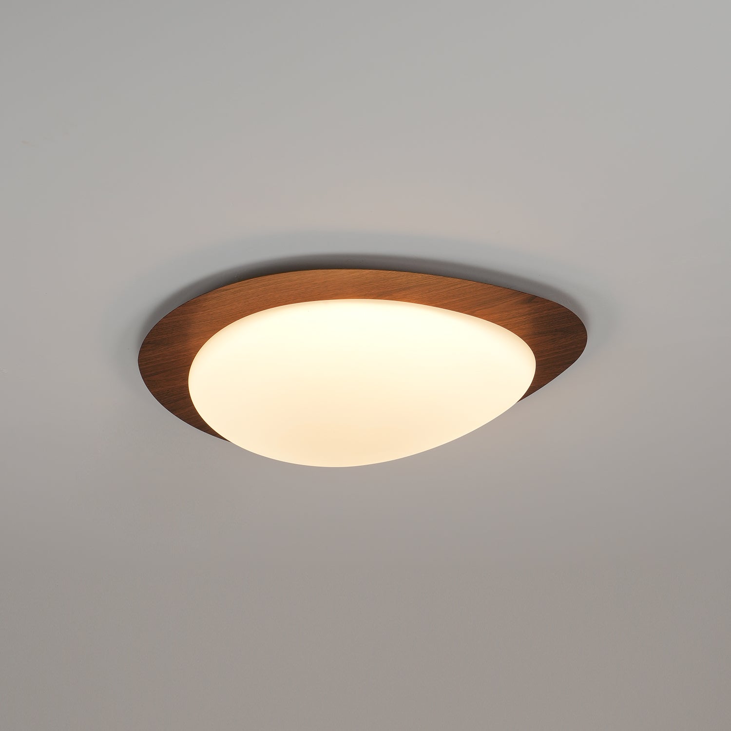 Muto Pebble Ceiling Light, Walnut Wood-Tone Finish, Integrated LED