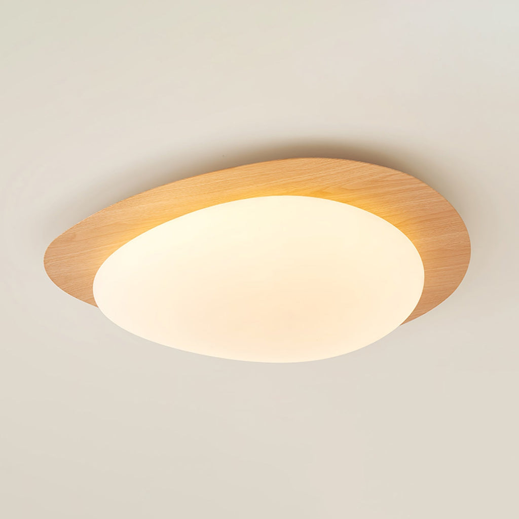 Muto Pebble Ceiling Light, Walnut Wood-Tone Finish, Integrated LED