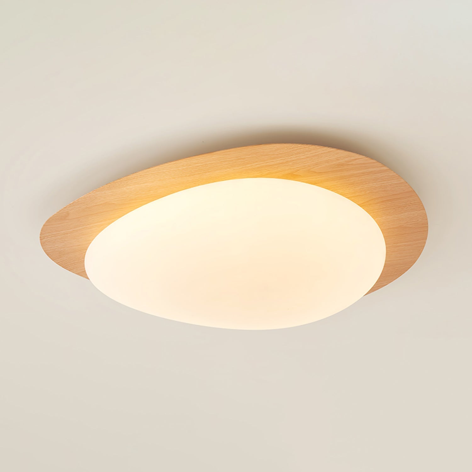 Muto Pebble Ceiling Light, Walnut Wood-Tone Finish, Integrated LED