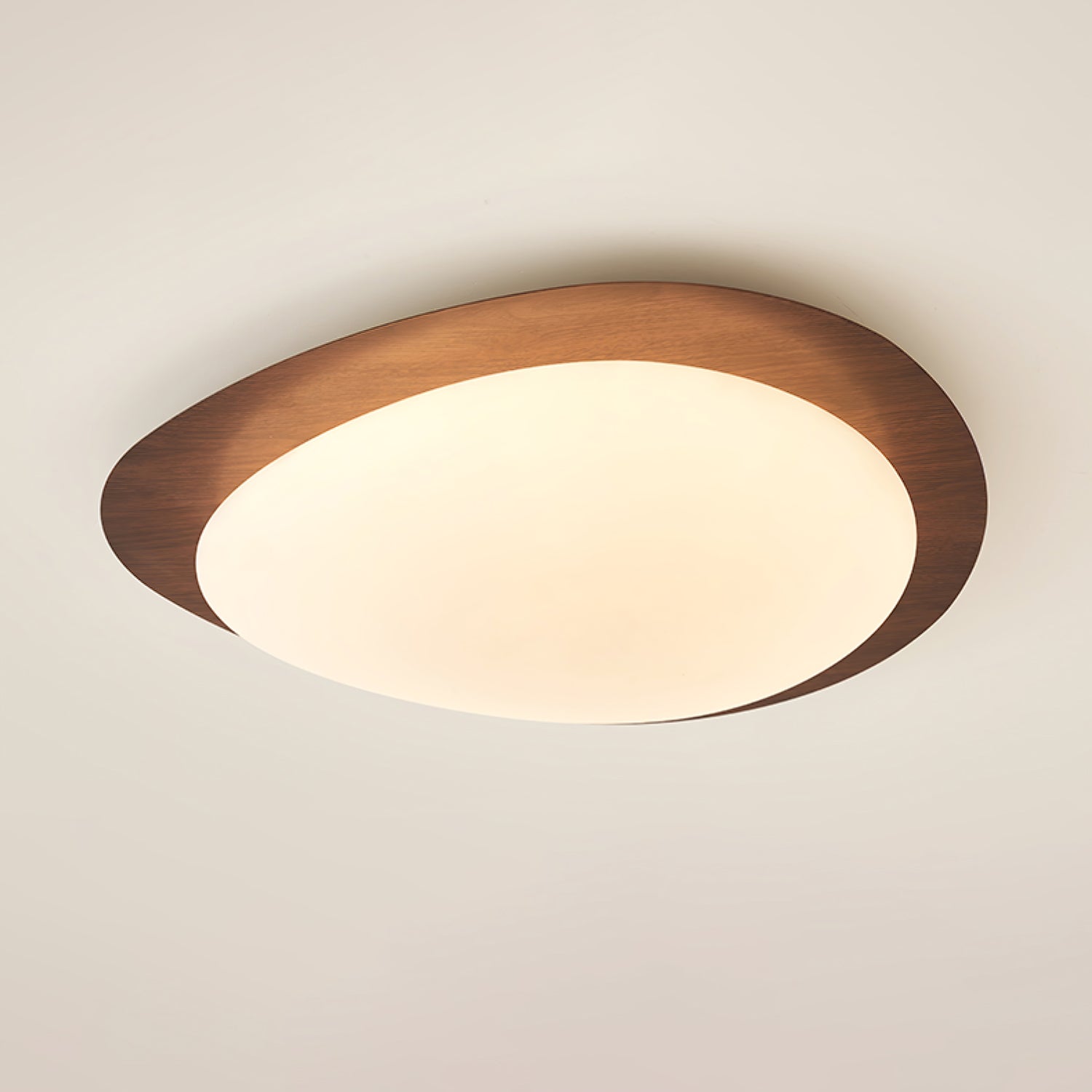 Muto Pebble Ceiling Light, Walnut Wood-Tone Finish, Integrated LED