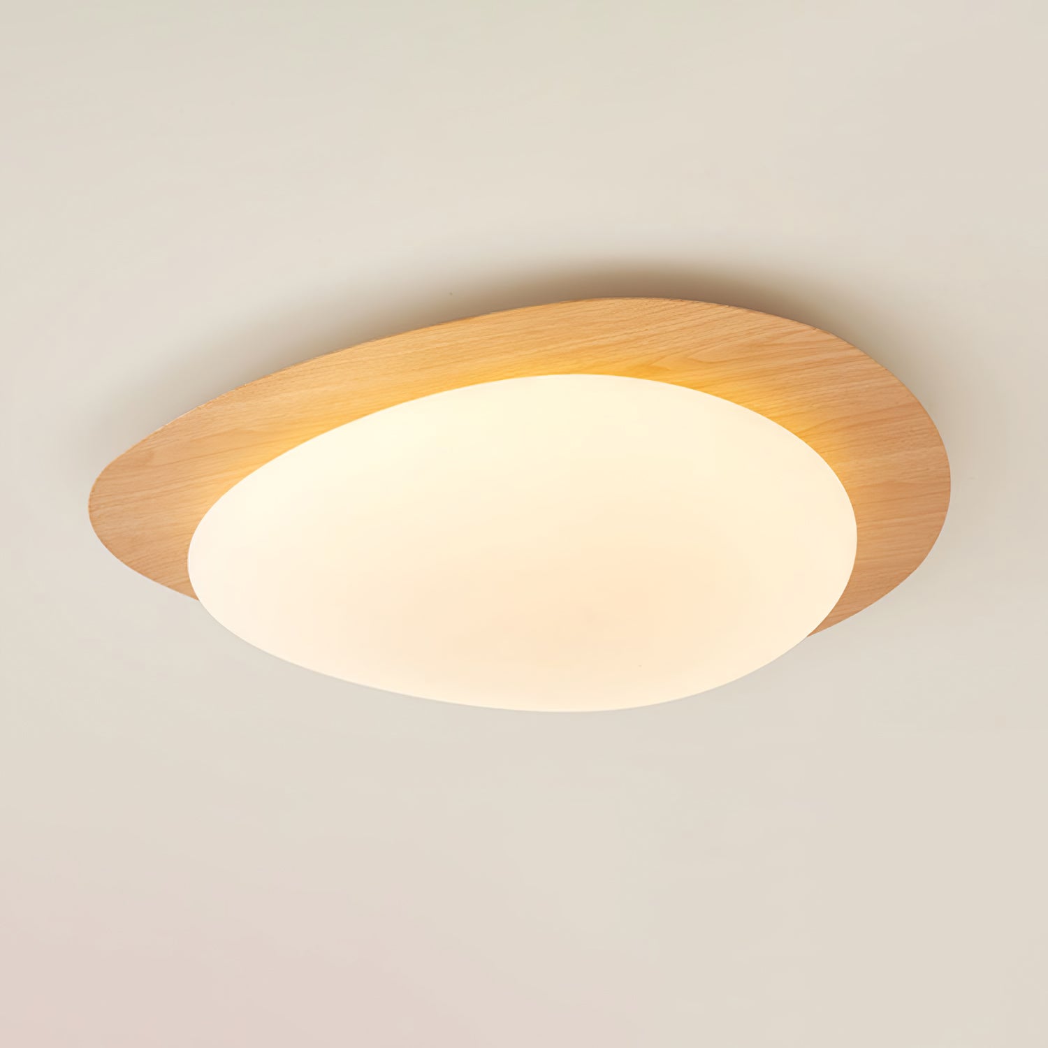 Muto Pebble Ceiling Light, Walnut Wood-Tone Finish, Integrated LED