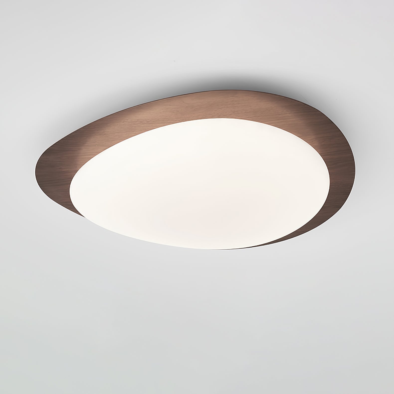 Loftlampe, Pebble valnøddetræsfiner, slank indbygget montering, integreret LED