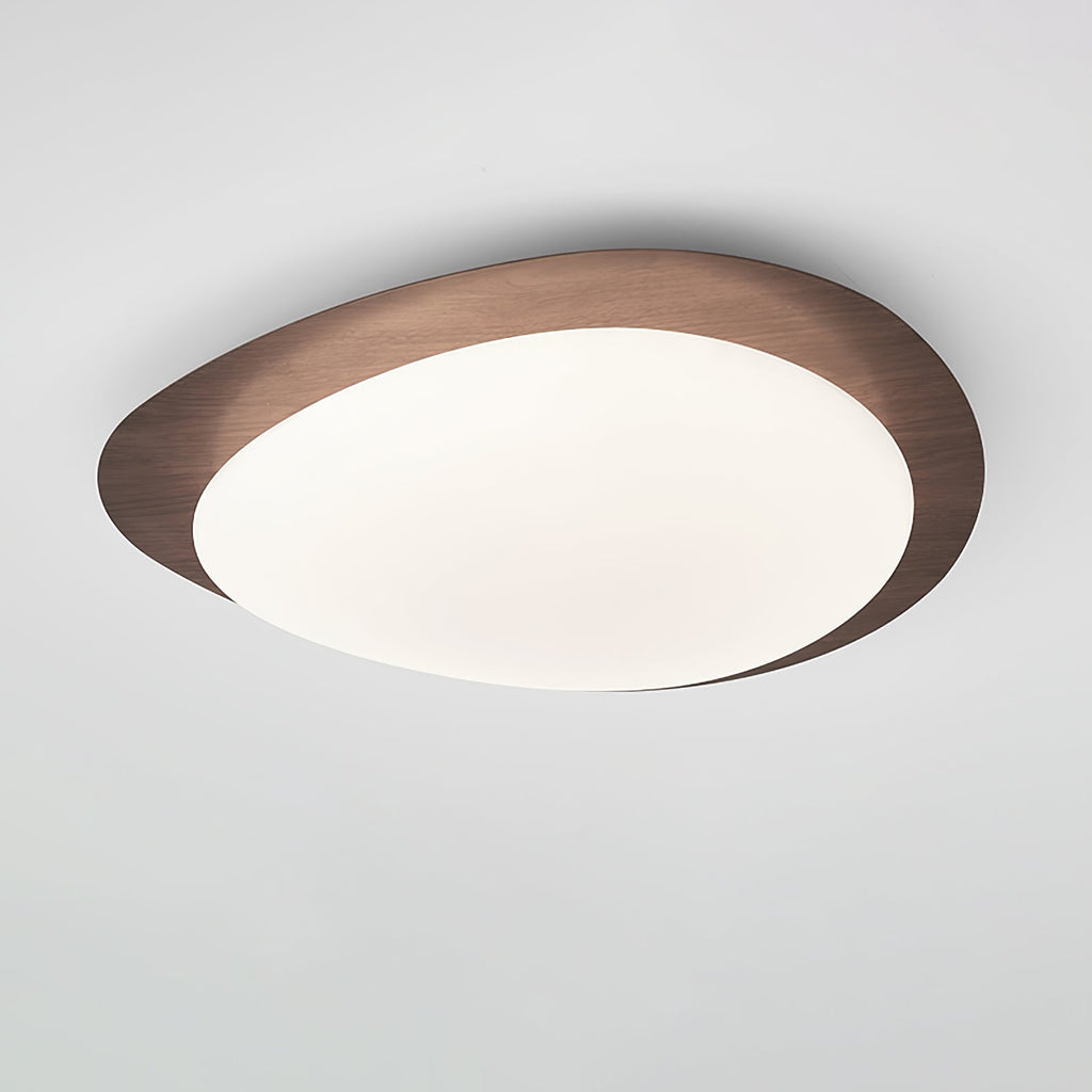 Muto Pebble Ceiling Light, Walnut Wood-Tone Finish, Integrated LED