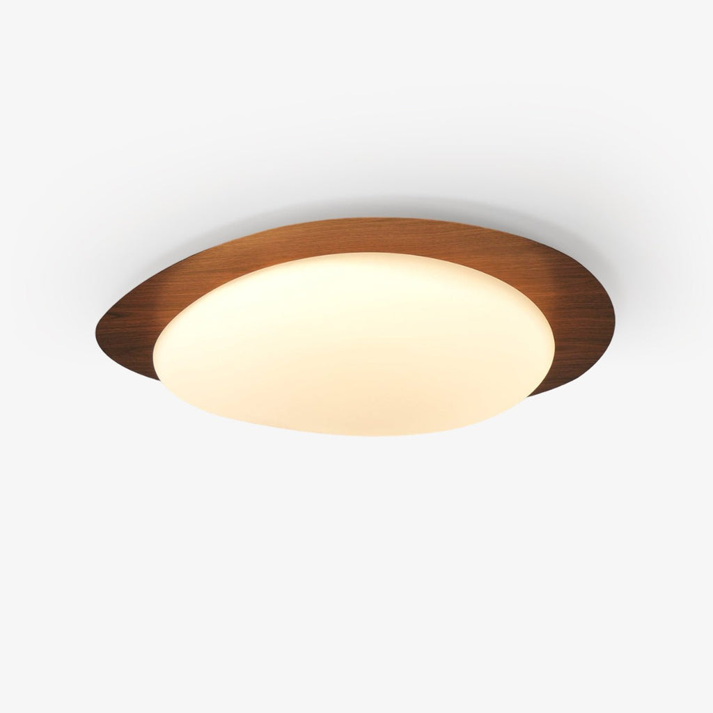 Muto Pebble Ceiling Light, Walnut Wood-Tone Finish, Integrated LED
